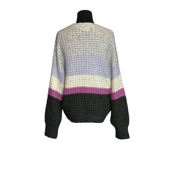 Universal Thread Purple Lilac Grey Striped Waffle Knit Sweater Size XS - Picture 7 of 11